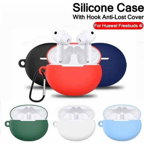 For Huawei Freebuds 4i Case Liquid Silicone Soft Protective Cover For Freebuds4i 4 i i4 Earphone Shell Anti-Drop With Hook Ring