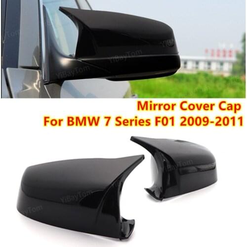 Black Color Mirror Cover Cap Rearview Cap Shell For BMW 7 Series F01 2009-2011