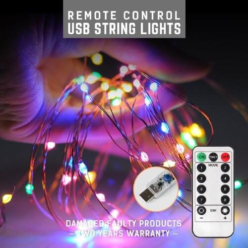 USB powered 5 meters with remote control copper wire string light string warm light color eight-control bottle gift light