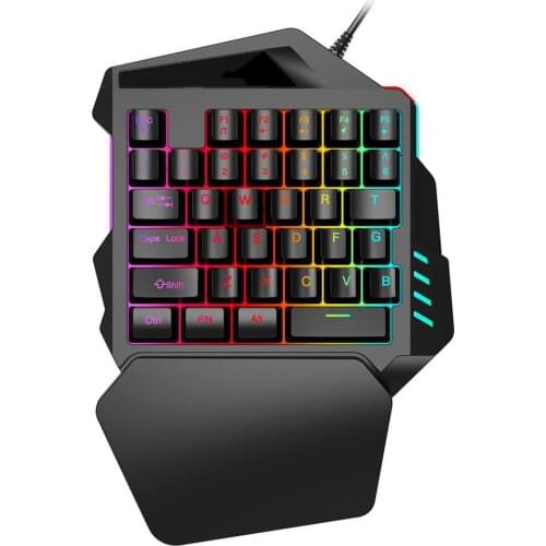 Gaming Keyboard Mechanical 35 Key Wired Keyboard LED Mini USB One Hand Backlit Keyboard Computer Game For Gamer PC Laptop