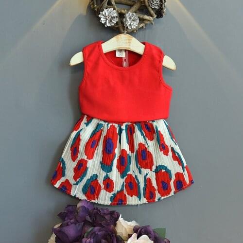 Girls Clothes Sets Sleeveless T-shirts and Skirts 2Pcs Kids Outfits Suit Fashion Print Clothing Summer Toddler Girl Outfits
