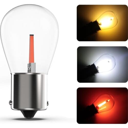 1X P21W Led 1156 Ba15s Filament COB Car Light Bulb Auto Vehicle Reverse Turning Instructions S25 Lamp White 12v Yellow Red 6000K
