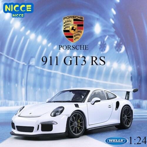 Welly Diecast 1:24 Car Simulator Model Car Alloy Porsche 911(997) GT3 RS Sports Car Metal Toy Racing Car For Kid Gift Collection