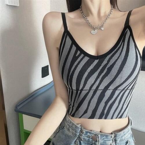 Zebra Print Sexy Tank Women Summer Vest Sexy Backless Crop Tops Sleeveless Skinny Camis Top Clubwear