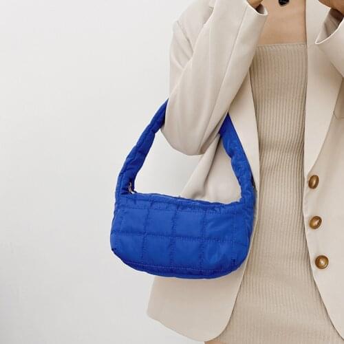 Womens Cotton Hobo Bags Fashion Female Plaid Underarm Shoulder Bags Candy Color Ladies Purses Handbags Bolsos Tote Shopper Bag