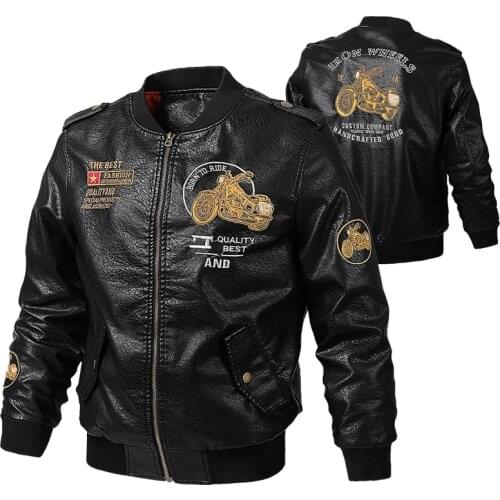 Mens Leather Jackets and Coats Male Motorcycle Fleece Leather Jacket Casual Slim Brand Clothing Stand Collar Biker Coat 4XL 6XL