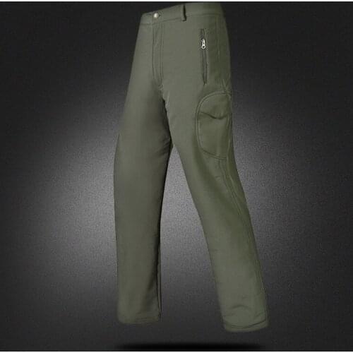 Mens Winter Waterproof Fleece Pants Camouflage Outdoor Climbing Tactical Military Hunting Hiking Ski Sport Soft-shell Trousers