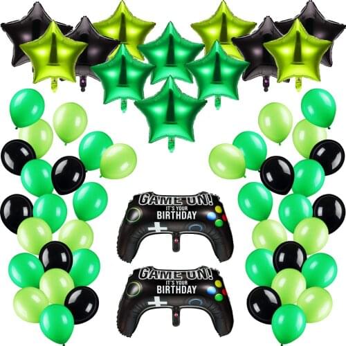 74pcs Video Game Set Birthday Party Supplies Includes Game Controller Balloons 18inch Star Aluminum Foil Balls for Baby Boy Gift