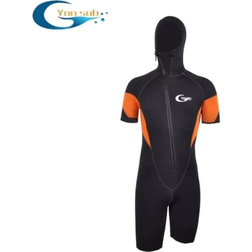 5mm Neoprene Scuba Front Zipper Diving Wetsuit With Hood Short-sleeved Man Diving Suit For Underwater Hunting Surf Spearfishing