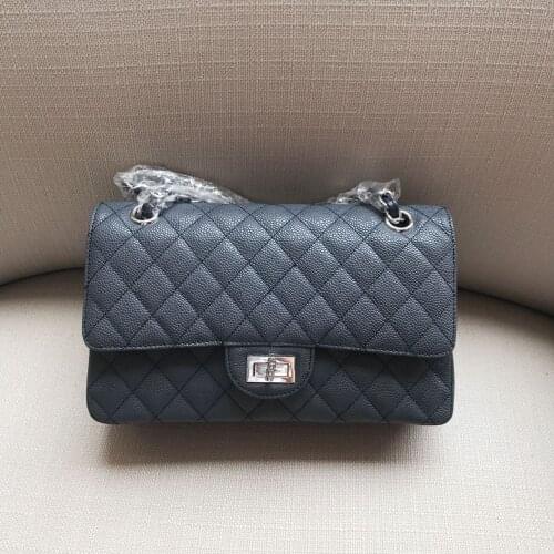 2020 New Rhombus Chain Bag Caviar Leather Top Layer Cowhide Shoulder Diagonal Handbag Luxury Designer