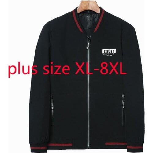 New Arrival Fashion Super Large Spring Autumn Men Fashion Casual Baseball Collar Jacket Coat Plus Size XL2XL3XL4XL5XL6XL7XL8XL