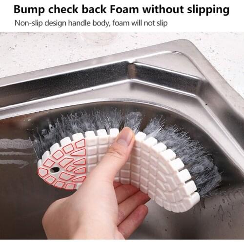 Kitchen Cleaning Bathroom Glass Wall Cleaning Bath Brush Handle Sponge Bath BottomBathtub Ceramic Cleaning Tools