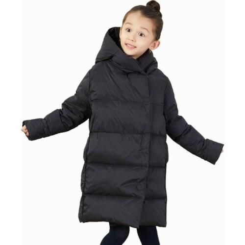 Featherwear 2019 New Boys and Girls Fashion Down Jacket with Long Childrens Down Jacket In Cap