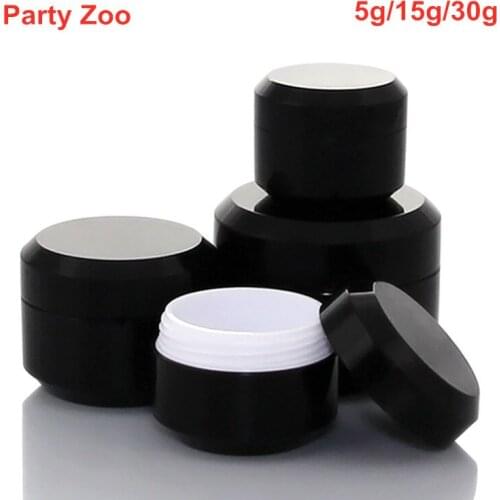 300 X 5ml/15ml/30ml Black Round Cream Jars Pot Container Empty Cosmetic Plastic Sample Box For Eyeshadow Makeup Packaging Pot