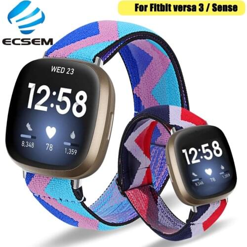 Wrist strap for fitbit versa3 sense smartwatch accessories bracelet wristband for versa 3 fitness Elastic Weave strap belt