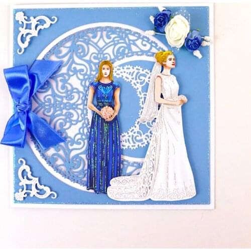 Julyarts The Bride Bridesmaid Die Cutting Dies Scrapbooking Material Craft Embossing Stencil Paper Card Making Template DIY