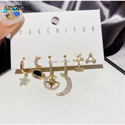 SIPENGJEL Fashion Moon Hoop Earrings Set Korean Statement Earrings Jewelry 2021 Accessories