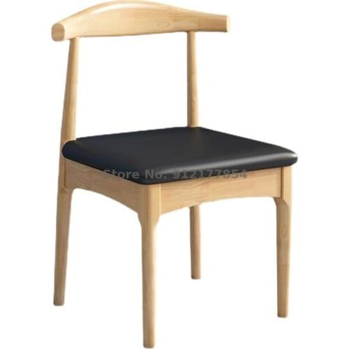 Solid Wood Dining Chair Home Modern Minimalist Desk Chair Nordic Office Meeting Backrest Chair Stool Restaurant Chair Horn Chair