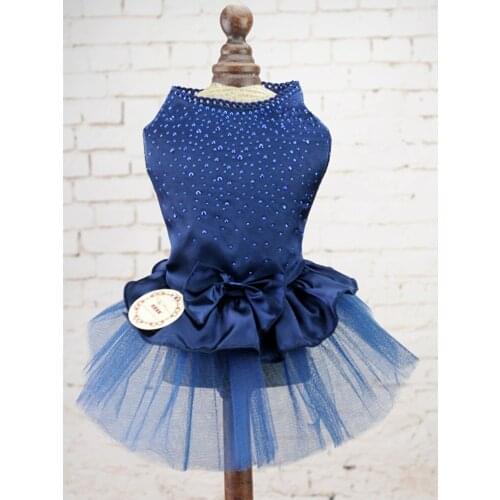 Dog Princess Wedding Dress Artificial Silk Gauze Skirt Hot Drill Bling Shiny Pet Skirt Puppy Cat Clothes Summer Pet Supplies