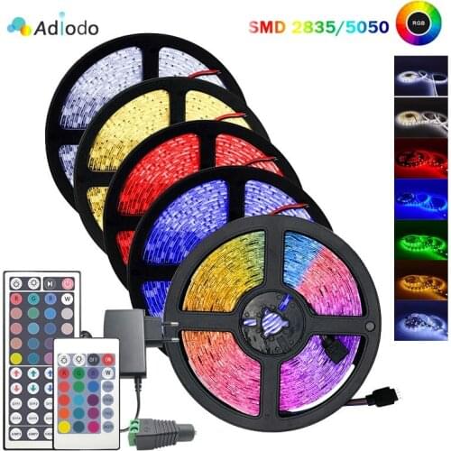 Led RGB Strip Light 5m 300LED 60LEDs/M SMD 5050 2835 12V RGBW Waterproof Flexible Ribbon Tape Rope White Warm White Yellow Blue