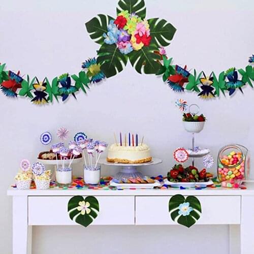Hawaii Party Decor Hawaiian Garland Flamingo Parti Turtle Leaf Tropic Forest Theme Festoon Summer Beach Birthday Party Decor
