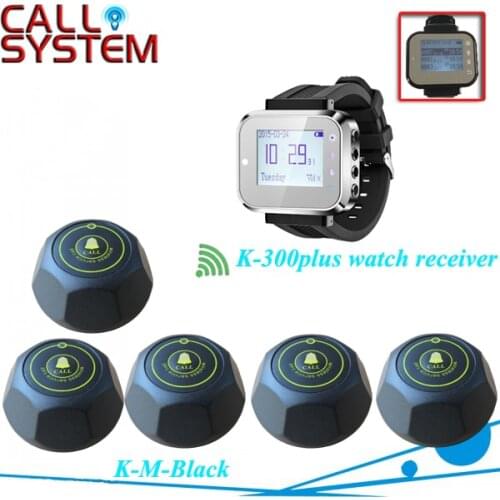 Smart Waiter caller for customer getting attendant by pressing a table button 1 watch W 5 bells