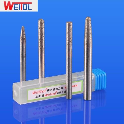 Weitol 1 pcs 6mm/8mm shank Sintered Stone Router Bit diamond cnc carving tools milling cutter for granite