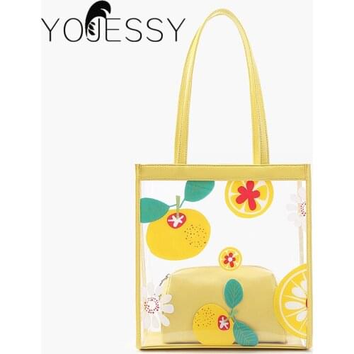 YOJESSY Women PVC Summer Beach Transparent Handbag Candy Fashion Tote Shoulder Bags