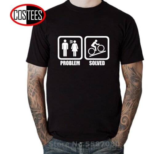 Funny Cycling Problem Solved T shirt women men Joke Husband Wife Family Relationship T-shirt MTB Bike Marriage Divorce tee shirt