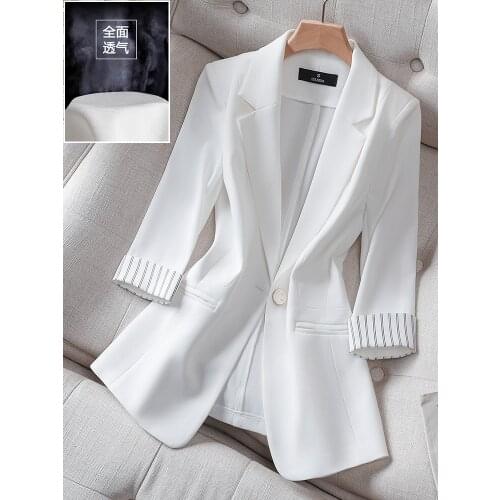 White Blazer coat womens summer thin spring and autumn 2021 new leisure summer suit 7-sleeve suit top