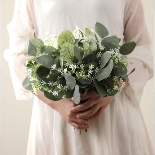 1 Pcs Artificial Eucalyptus Leaves Stems Bulk Artificial Greenery Stems Faux Face Silver Dollar Eucalyptus Plant Branch