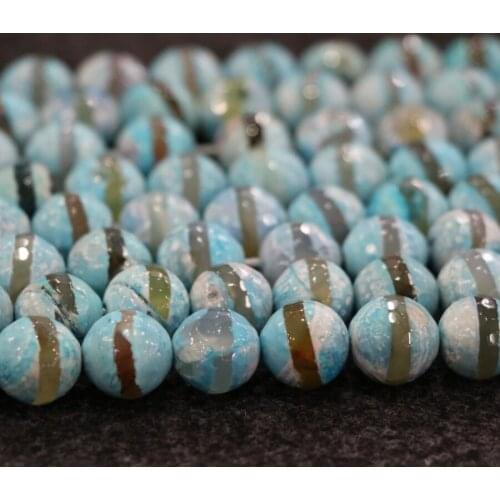 10mm 38pcs/lot, TOP Quality ! Aqua Handmade Loose Spacer Round Natural Stone Beads Bracelet DIY Jewelry Making