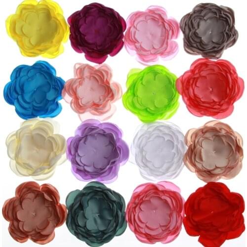 200PCS 9.5CM New Burnt Edge Fabric Artificial Flowers For Wedding Decoration Invitation Chiffon Flower For Cloth Shoes Heads