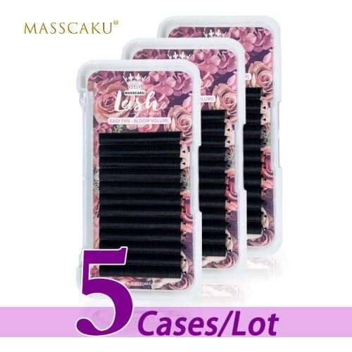 5case/lot Fast ship 12 lines super matte easy fan eyelash extensions soft faux mink cils volume russe natural eye lashes