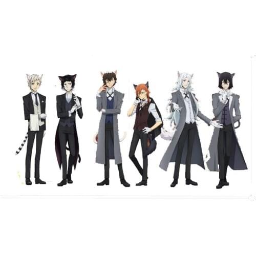 Anime Bungo Stray Dogs Cat Ear Series Cartoon Acrylic Stand Figure Model Nakajima Atushi Dazai Osamu Desktop Decor Toy Cosplay