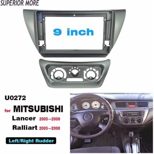 2 Din 9 Inch Car Radio Fascias for MITSUBISHI Lancer Ralliart 2005-2008 Dashboard Frame Installation DVD Gps Mp5 Android Player