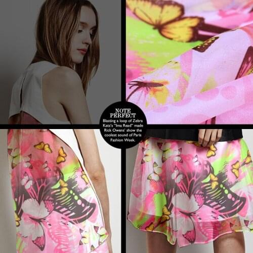 Butterfly story digital printing Pink Butterfly Eugen yarn fabrics Eugen hard yarn fashion dress fabric