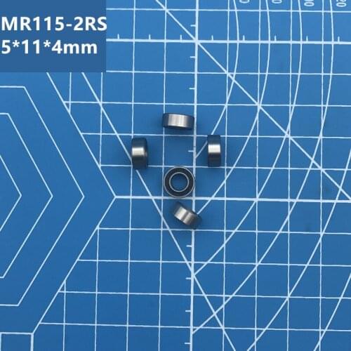 Free Shipping high quality MR115RS Bearing (10PCS) 5*11*4 mm Miniature MR115-2RS Ball Bearings Black Sealed MR115 2RS Bearing