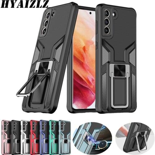 Armor Phone Cases for Samsung Galaxy S21 Ultra S20 Plus Note 20 Shockproof Magnetic Car Ring Holder Kickstand Hybrid Back Cover
