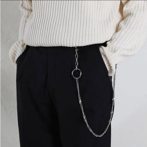 Fashion Punk Hip-hop Trendy Belt Waist Chain Male Pants Chain Hot Men woman Jeans Silver Metal Apparel Clothing Accessories