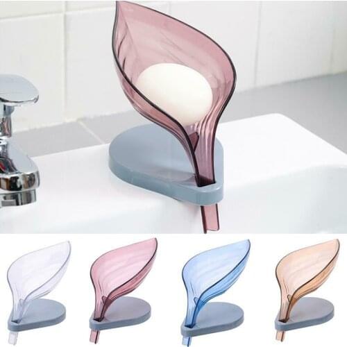 Soap Holder Sink Sponge Drain Box Creative Leaf Suction Cup Storage Drying Rack Cleaning Brush Case Non-slip Bathroom Soap Dish