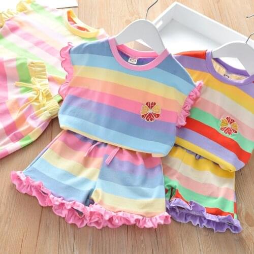 Children Cotton Summer Set Baby Children Soft Shorts Suit T-shirt Set Boy Girl Kids Cartoon Infant Clothes For 2-6Y