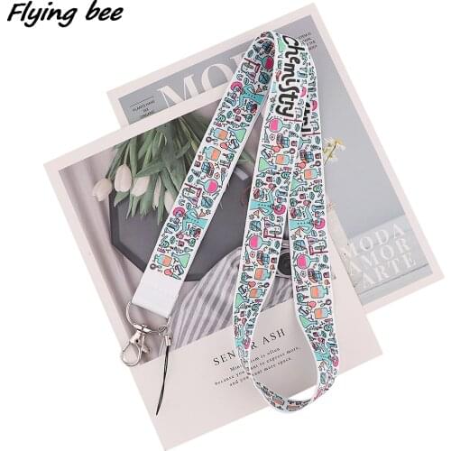 Flyingbee Chemistry Subject Test Tube Chemical Experiment Supplies Lanyard Card Holder Student Hanging Neck Phone Lanyard X2015