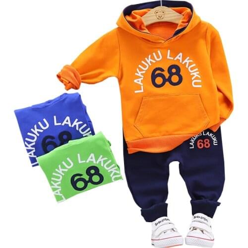 Toddler Cotton Tracksuit Autumn Baby Hooded Jacket Sets Children Boys Girls Cartoon Clothes Fashion Kids Hoodies Pants 2Pcs/set
