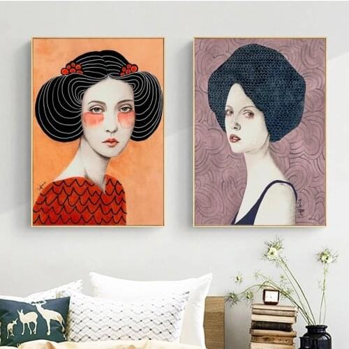 Illustration Posters Woman Canvas Painting Portrait Posters and Prints Wall Art Pictures for Living Room Home Decor Cuadros