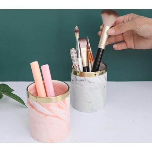 Ceramic Pencil Cup Tabletop Container Multiuse Cosmetic Makeup Pen Holder