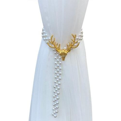 Nordic metal curtain tieback pearl tie rope curtain hooks creative hook curtain buckle accessories home decoration modern