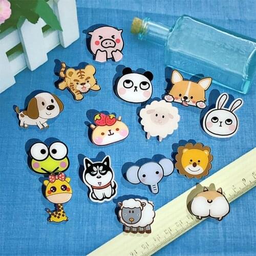 Fashion Animal Pin Cute Acrylic Metal Brooch Girl Student Cartoon Bear Rabbit Badge Clothing Bag Jewelry Childrens Gifts