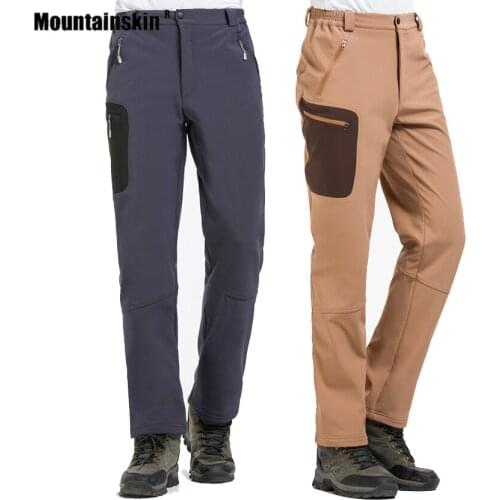 Mountainskin Winter Mens Fleece Hiking Splicing Pants Outdoor Sports Thermal Hiking Camping Skiing Male Trekking Trousers VA889