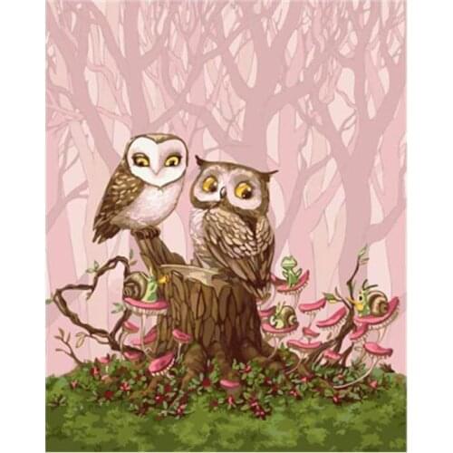 DIY Digital Painting By Numbers Stump owl oil painting mural Kits Coloring Wall Art Picture Gift frameless